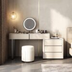 Lartis Faux Leather Makeup Vanity Desk Set with LED Lighted Mirror Luxury Dressi... - Image 3