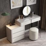 Lartis Faux Leather Makeup Vanity Desk Set with LED Lighted Mirror Luxury Dressi... - Image 4