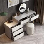 Lartis Faux Leather Makeup Vanity Desk Set with LED Lighted Mirror Luxury Dressi... - Image 5