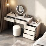 Lartis Faux Leather Makeup Vanity Desk Set with LED Lighted Mirror Luxury Dressi... - Image 6