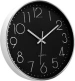 Foxtop Silver Wall Clock Silent Non-Ticking Battery Operated Round Modern Wall C... - Image 6