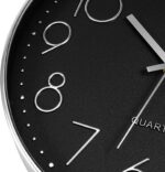 Foxtop Silver Wall Clock Silent Non-Ticking Battery Operated Round Modern Wall C... - Image 7