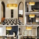 Modern Gold Crystal Chandelier 21.66" 8-Light 5-Tiers K9 Crystal Pendant Ceiling... - Image 3