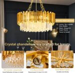 Modern Gold Crystal Chandelier 21.66" 8-Light 5-Tiers K9 Crystal Pendant Ceiling... - Image 4