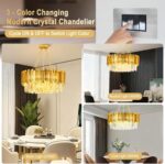 Modern Gold Crystal Chandelier 21.66" 8-Light 5-Tiers K9 Crystal Pendant Ceiling... - Image 5