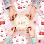 Cherry Birthday Party Plates & Napkins Set - 80 Pcs (40x7" Dessert Plates + 40 N... - Image 6
