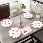 Cherry Birthday Party Plates & Napkins Set - 80 Pcs (40x7" Dessert Plates + 40 N... - Image 7