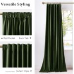 NICETOWN Olive Green Blackout Velvet Curtains 96" Length 2 Panels for Nursery, V... - Image 5