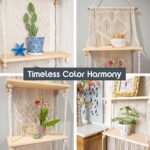 SnugLife Macrame Wall Hanging Shelf - 3 Tier Wall Plant Hanger Shelves with Hand... - Image 9