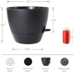 UOUZ 12 inch Large Self Watering Pots, Plastic Planters with 60oZ Removable Deep... - Image 3