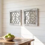 Boho Wall Mirror Decor, Set of 2 Rustic Farmhouse Accent Mirror 12x12 Inch, Squa... - Image 3