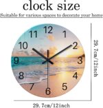 Beach Wall Clock Battery Operated 12 Inch Glass Wall Clock Non Ticking Analog Bl... - Image 6