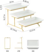 Gomakren 3 Tier Serving Stand with Porcelain Serving Platter Tray - Collapsible ... - Image 3