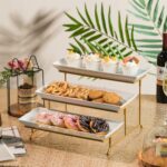 Gomakren 3 Tier Serving Stand with Porcelain Serving Platter Tray - Collapsible ... - Image 4