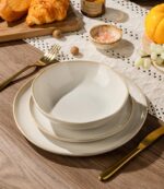 GBHOME Stoneware Dinnerware Sets for 8, 24 Pieces Rustic Earthenware Plates and ... - Image 4