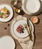 GBHOME Stoneware Dinnerware Sets for 8, 24 Pieces Rustic Earthenware Plates and ... - Image 5