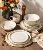 GBHOME Stoneware Dinnerware Sets for 8, 24 Pieces Rustic Earthenware Plates and ... - Image 7
