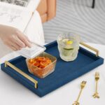 XIGEXIGE Navy Blue Decorative Serving Tray, Shagreen Leather Coffee Table Tray, ... - Image 7
