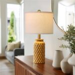 USumkky 20.5" Gold Modern Ceramic Bedside Lamp Set of 2 for Bedroom Decor Farmho... - Image 3