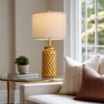 USumkky 20.5" Gold Modern Ceramic Bedside Lamp Set of 2 for Bedroom Decor Farmho... - Image 6