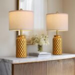 USumkky 20.5" Gold Modern Ceramic Bedside Lamp Set of 2 for Bedroom Decor Farmho... - Image 7