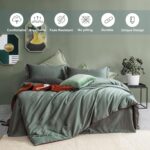 MILDLY 100% Cotton Duvet Cover Set King Size Grey Sage Satin Weave Silky Luxury ... - Image 3