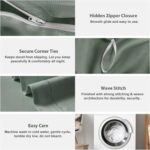 MILDLY 100% Cotton Duvet Cover Set King Size Grey Sage Satin Weave Silky Luxury ... - Image 5