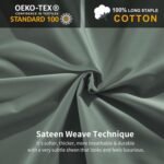 MILDLY 100% Cotton Duvet Cover Set King Size Grey Sage Satin Weave Silky Luxury ... - Image 6