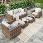 HERA'S HOUSE Swivel Glide Patio Furniture Set with 4.92" Widened Armrest Chairs,... - Image 7