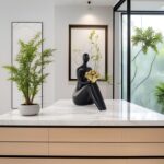 Lescafita Black Abstract Figure Statue with Golden Flowers, Modern Resin Sculptu... - Image 6