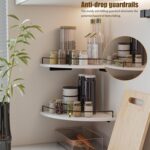 Corner Floating Shelves, Rustic Brown Wood, Set of 2, Wall Mount Storage with Gu... - Image 4