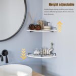 Corner Floating Shelves, Rustic Brown Wood, Set of 2, Wall Mount Storage with Gu... - Image 10