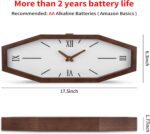 Foxtop Wooden Mid Century Modern Wall Clock, 17.5 Inch Unique Wall Clock Battery... - Image 3