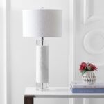 JONATHAN Y 32" White Marble and Crystal LED Table Lamp, Modern Contemporary Cyli... - Image 4