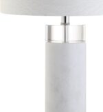 JONATHAN Y 32" White Marble and Crystal LED Table Lamp, Modern Contemporary Cyli... - Image 5