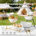 Gomakren 3 Tiered Oval Serving Bowl with Collapsible Metal Rack, Chip and Dip Se... - Image 5