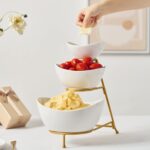 Gomakren 3 Tiered Oval Serving Bowl with Collapsible Metal Rack, Chip and Dip Se... - Image 6