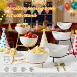 Gomakren 3 Tiered Oval Serving Bowl with Collapsible Metal Rack, Chip and Dip Se... - Image 8