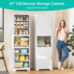 SISESOL 67" Tall Narrow Storage Cabinet with 2 Door and 7 Shelves,Slim Kitchen P... - Image 3