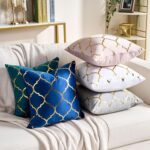 Pack of 2 Gold Velvet Decorative Throw Pillow Covers, 18x18 Navy Blue Pillow Cov... - Image 3