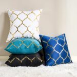 Pack of 2 Gold Velvet Decorative Throw Pillow Covers, 18x18 Navy Blue Pillow Cov... - Image 4