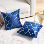 Pack of 2 Gold Velvet Decorative Throw Pillow Covers, 18x18 Navy Blue Pillow Cov... - Image 7