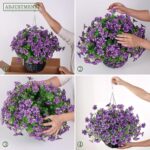 GLIDLION Artificial Flower & Eucalyptus with Hanging Basket - 2PCS Faux UV Sun R... - Image 6