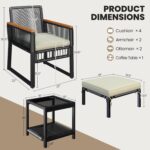Yaheetech 5-Piece Outdoor Conversation Set, Wicker Rattan Patio Furniture Set w/... - Image 7