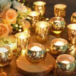 Gold Votive Candle Holders 12Pcs Assorted Gold Mercury Glass Votives Tealight Ca... - Image 3