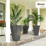 Outsunny 28 Inch Tall Planters for Outdoor Plants, Set of 3 Plastic Flower Pots ... - Image 3