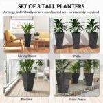 Outsunny 28 Inch Tall Planters for Outdoor Plants, Set of 3 Plastic Flower Pots ... - Image 5