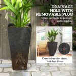 Outsunny 28 Inch Tall Planters for Outdoor Plants, Set of 3 Plastic Flower Pots ... - Image 8