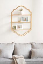 Kate and Laurel Leanna Scalloped Three-Tiered Wall Shelf; 20 x 32; Gold; Decorat... - Image 3