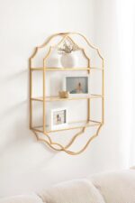 Kate and Laurel Leanna Scalloped Three-Tiered Wall Shelf; 20 x 32; Gold; Decorat... - Image 5